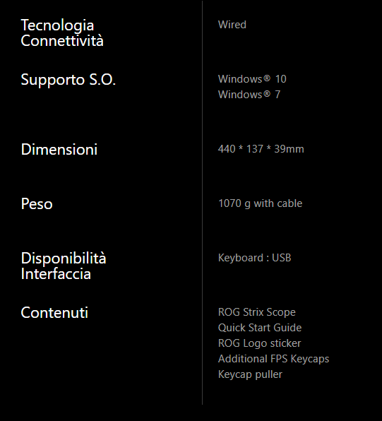 ASUS ROG Strix Scope Spec